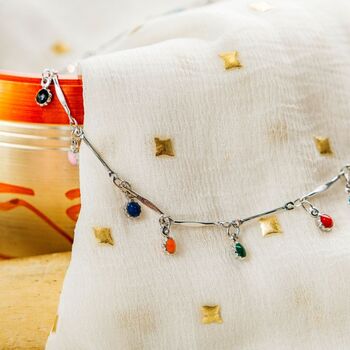 Gold Plated Rainbow Dangly Choker Dainty Necklace, 3 of 8