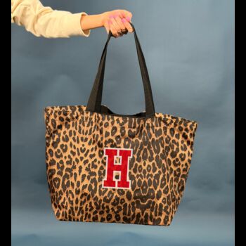 Personalised Initial Leopard Print Shopping Bag, 2 of 3