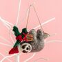 Personalised Felt Festive Sloth Christmas Decoration, thumbnail 1 of 5
