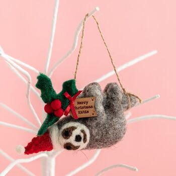 Personalised Felt Holiday Sloth Decoration, 2 of 6