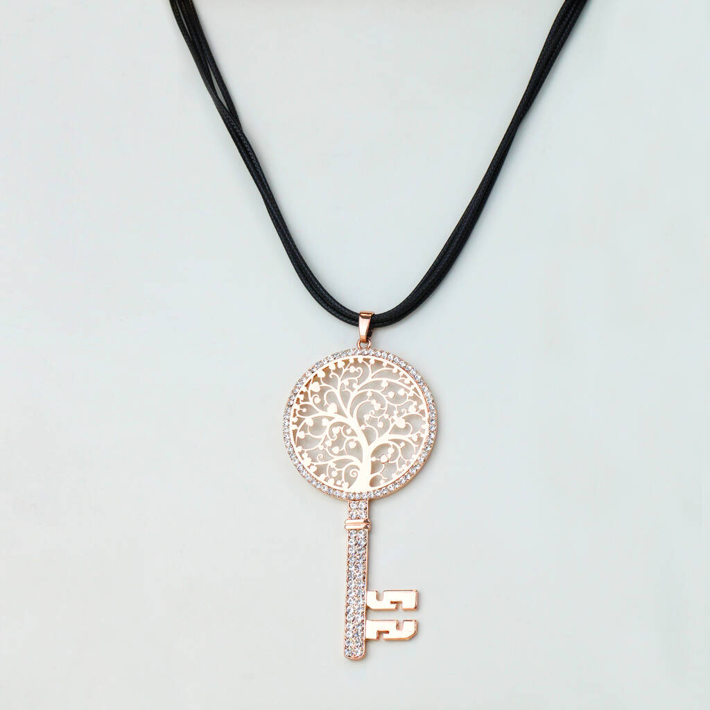 Large Key Crystal Pendant Necklace, 1 of 6