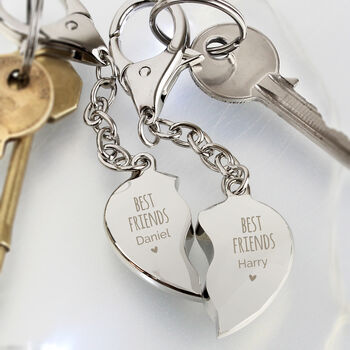 Personalised Best Friends Two Heart Keyrings, 3 of 4