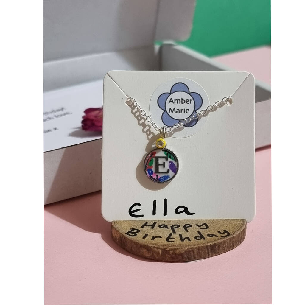 Wildflower Letter Pendant Gift Choose Your Colour, 1 of 12