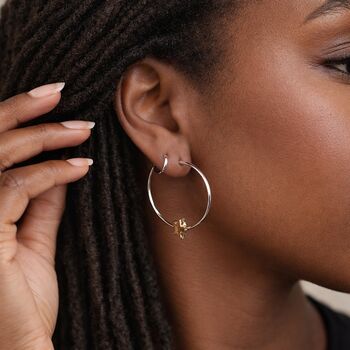 Large Silver Plated Organic Golden Star Hoop Earrings – 25mm, 6 of 6