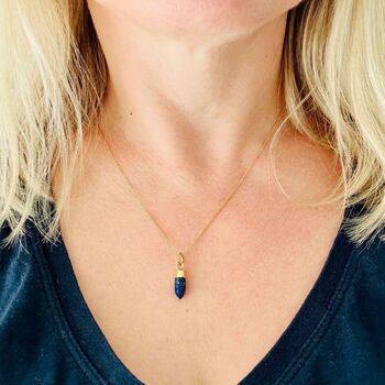 The 'En Pointe' Lapis Lazuli Gold Plated Necklace, 2 of 5