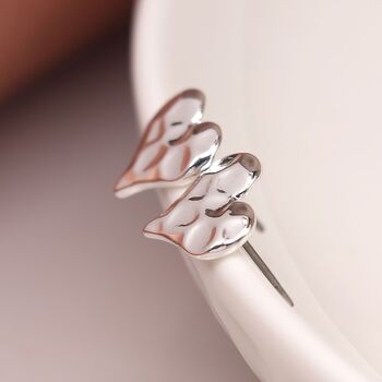 Silver Plated Hammered Heart Stud Earrings, 3 of 7