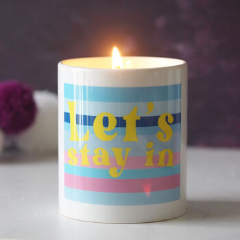 'Let's Stay In' Scented Soy Wax Ceramic Candle, 2 of 2