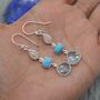 Moonstone Turquoise Blue Topaz Earrings, thumbnail 2 of 11