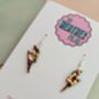 Small Royal Glitter Lightning Bolt Earrings / Rocker Chick Jewellery Small Vibrant Statement / Bold Power Gift, thumbnail 4 of 5