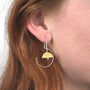Handmade Silver + Brass Earrings | Mini Labyrinth Moon, thumbnail 1 of 4