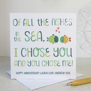 Anniversary Fishes In The Sea Anniversary Card By Wink Design Notonthehighstreet Com