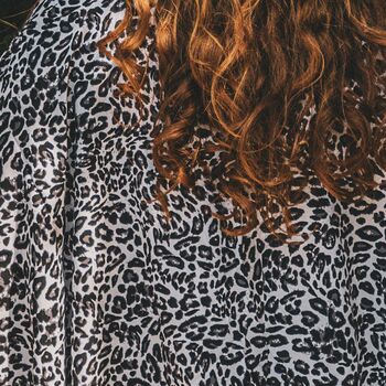 Monochrome Leopard Print Viscose Kimono, 4 of 4
