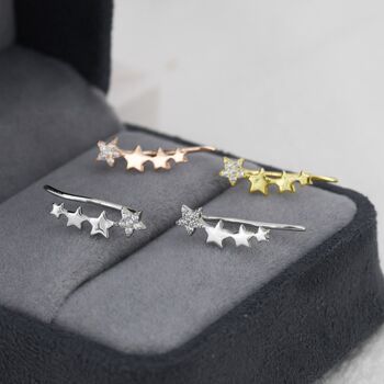 Sterling Silver Cz Star Crawler Earrings, 3 of 12
