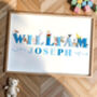 Personalised Nursery Rhyme Blue Name Print, thumbnail 1 of 6