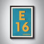 E16 Canning Town London Typography Postcode Print, thumbnail 6 of 10