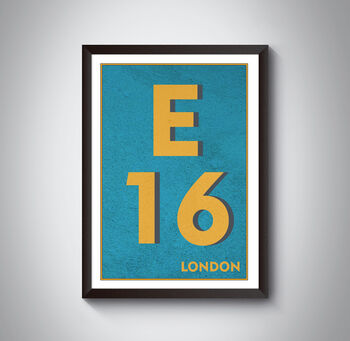 E16 Canning Town London Typography Postcode Print, 6 of 10