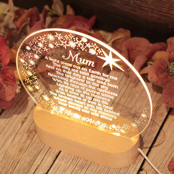Personalised Name And Poem Wooden Base Night Light Lamp, 2 of 4