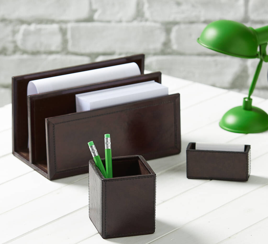 Personalised Oxford Leather Desk Set By Ginger Rose ...