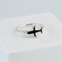 Sterling Silver Black Plane Adjustable Ring, thumbnail 1 of 6