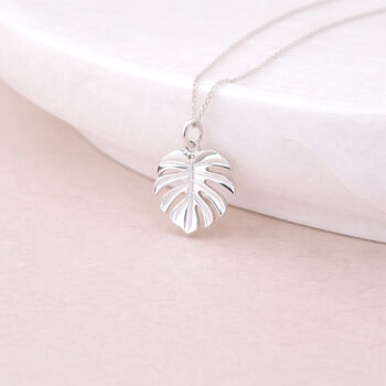 Personalised Sterling Silver Monstera Leaf Pendant Necklace, 2 of 9