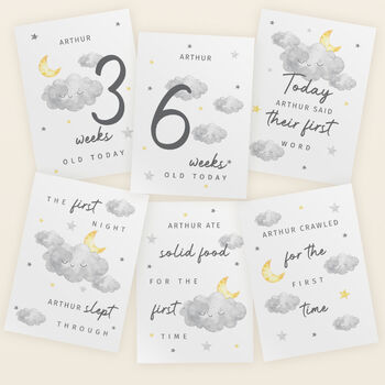 Personalised Cloud Baby Milestone Cards Set, 4 of 6