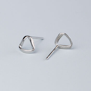 Sterling Silver Twisted Triangle Stud Earrings, 4 of 6