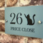 Personalised Cat With Paw Silhouette Design House Number Sign Acrylic, thumbnail 2 of 4