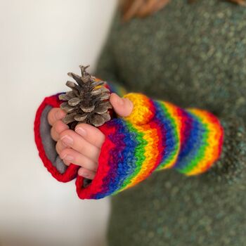 Woollen Rainbow Handwarmer Gloves, 4 of 5