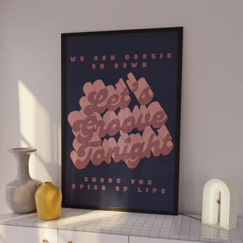 Let's Groove Tonight Print | Music Poster | Wall Art | A5 A4 A3 | Bold | Typographic | Quote | Print | Disco Music, 2 of 5
