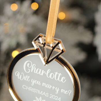 Diamond Ring Wedding Proposal 3D Acrylic Christmas Decoration, 2 of 5