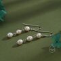 Sterling Silver Irregular Shape Pearl Trio Drop Hook Earrings, thumbnail 4 of 11