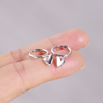 Heart Earrings, 925 Sterling Silver Hoops, 4 of 8