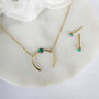 Turquoise Crescent 18ct Gold Vermeil Necklace, thumbnail 2 of 9