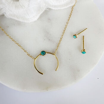 Turquoise Crescent 18ct Gold Vermeil Necklace, 2 of 9