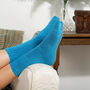 Ribbed Cuff Women's Bed Socks – Aqua, thumbnail 3 of 3