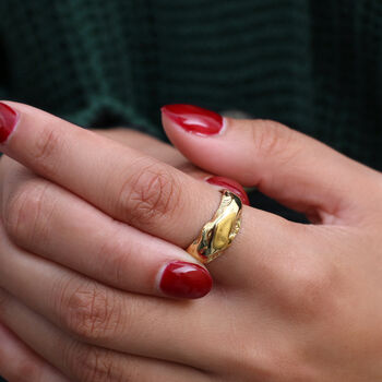 Gold Or Sterling Silver Etched Organic Ring, 3 of 5