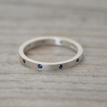 Sapphire Eternity Ring, Sapphire Wedding Ring, 2 of 4