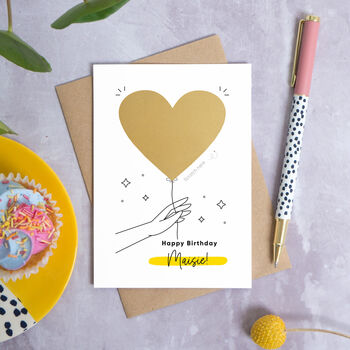 Personalised Heart Birthday Balloon Scratch Card, 6 of 9