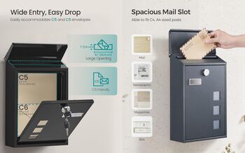 Wall Mounted Post Box With Lock And Nameplate, 4 of 7