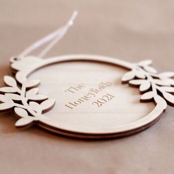 Personalised Wooden Christmas Ornament For Couples, 4 of 4