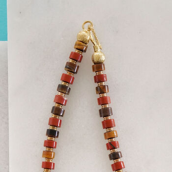 Mens Tigers Eye And Red Jasper Necklace, 3 of 3