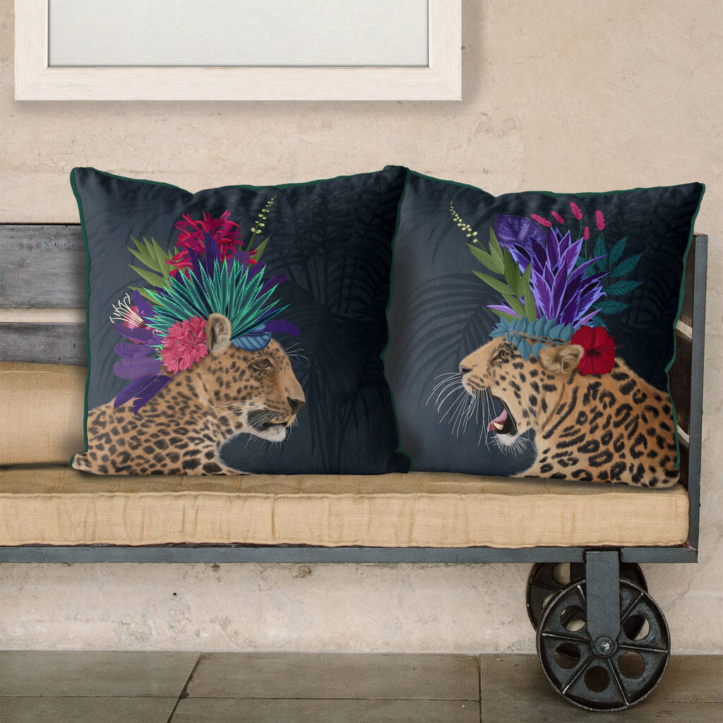 Set Of Two Cushions Hot House Leopards, 1 of 10