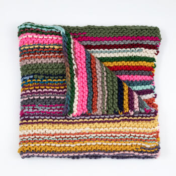 Chunky Stripy Blanket Beginner Knitting Kit, 6 of 10