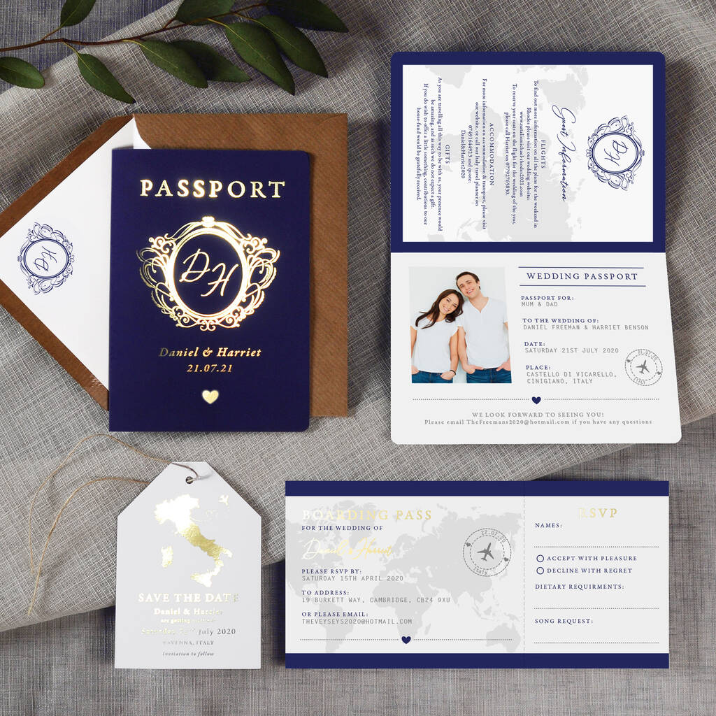 Passport Foil Wedding Invitation, 1 of 6