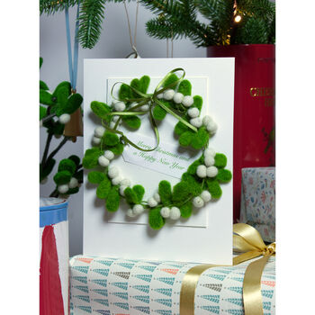 Mistletoe Wreath Luxury Christmas Card, 2 of 9