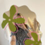 Wavy Flower Mirror Olive And Pink, thumbnail 1 of 5