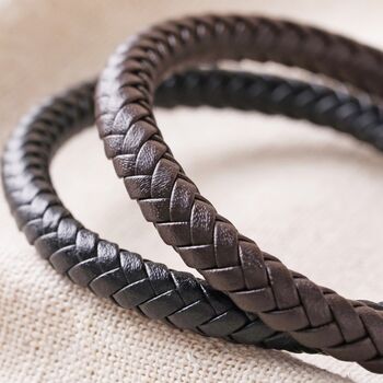 Men's Personalised Engraved Polished Leather Bracelet, 8 of 11