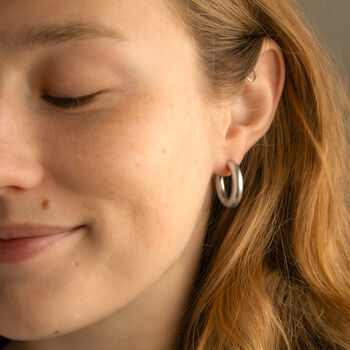 Stainless Steel Chunky Hinge Hoop Earrings, 2 of 4