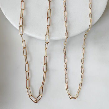 Paperclip Chain Necklace Gold Plated Sterling Silver, 8 of 11