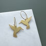 Gold Plated Hummingbird Hoop Earrings, thumbnail 2 of 3